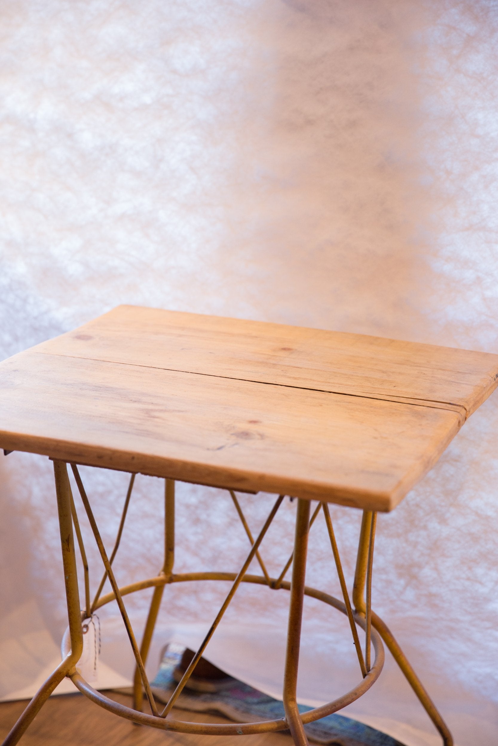 Handmade Reclaimed Table Yellow Base
