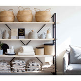 Natural Olli Ella belly basket, handwoven seagrass with handles, 16 inches.