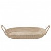 Natural hand-woven oval seagrass basket tray with sturdy looped handles.