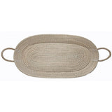 Handwoven oval seagrass basket tray with natural tone and sturdy braided handles.