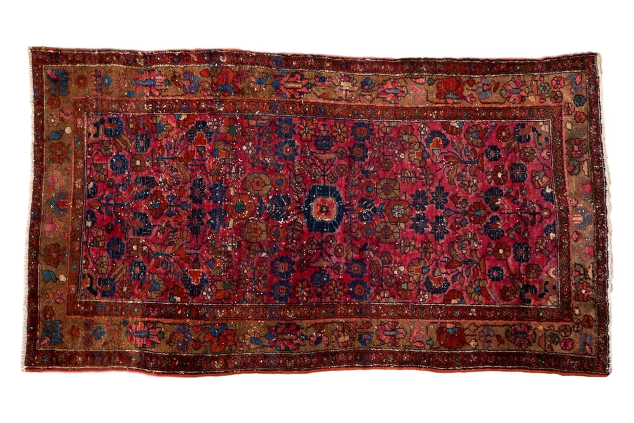 Vintage Persian Painted Merhaban Rug