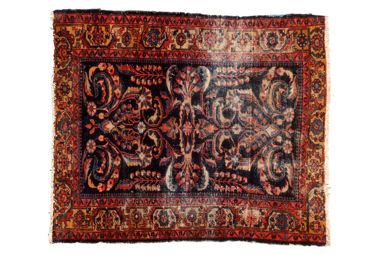 Vintage Persian Lilihan Square Rug