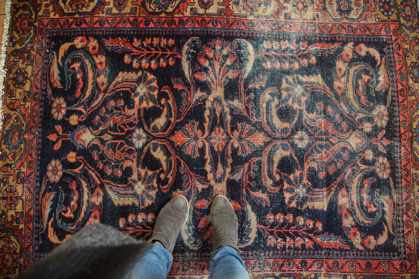 Vintage Persian Lilihan Square Rug
