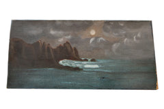 Vintage Sea Painting with Moon // ONH Item 3297