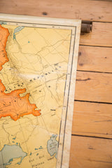 Discolored right edge of vintage Cram's pull-down map with Aral Lake.