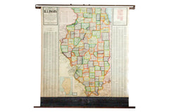 Vintage 1930s Cram's Map of the state of  Illinois