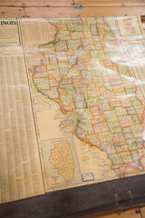 Angled view of the vintage Cram's Illinois map showing southern counties and district inset.