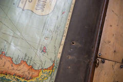 Wooden Dowels used to hang this large pull-down map of South America