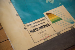 Vintage 1930s Cram's Superior Series Physical Political Pull Down Map of North America