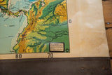 Detail of vintage Cram's pull down map, highlighting Ecuador, Peru, and the 'Markable-Washable Surface' text.
