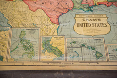 Vintage Cram's Pull Down Map of the United States // ONH Item 3309 Image 1