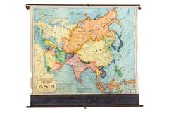1930's Vintage Cram's Superior Series Pull Down Map of Asia