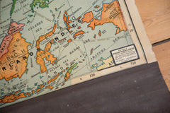 Large pull down map of Asia vintage 1930s Cram's superior series 