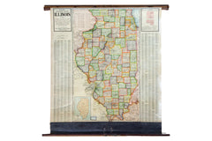 Vintage Cram's 1930s Superior Series Map of the state of IL Illinois