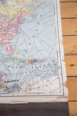 Vintage 1937 Cram's map detail showing Caribbean Sea, Central America, and worn right edge.