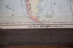 Vintage 1930s Hanging Map of South America Bolivia Peru Brazil Argentina Colombia Venezuela Chile Bolivia Paraguay 