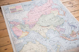 Vintage Cram's map detail of Asia, Europe, and Middle East in soft pastel tones.