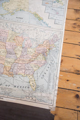 Lower right section of 1937 Cram's US map, showing pastel Florida and tattered border.