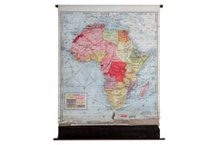 Vintage 1937 Classroom Pull Down Map of Africa