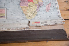 Shabby chic vintage Cram's 1937 pull down map of Africa wall hanging 