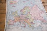 Detail of vintage 1937 Cram's map showing Central and Eastern Europe with faded pastel tones.