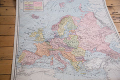 Vintage 1937 Cram's classroom pulldown map of Europe