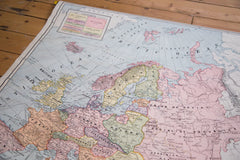 Large vintage map that hangs on the wall and can be pulled down to open from Cram's 1937 series of maps of Europe