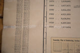 Detail of the 1937 Cram's map showing Illinois population figures and township plan.
