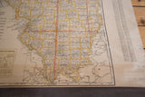 Southern Illinois counties and waterways detailed on the vintage 1937 Cram's map.
