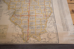 Vintage school classroom pulldown map of Illinois IL