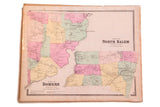 Antique Beers map of Somers, North Salem, New York, displaying hand-colored districts, 17.5x14.