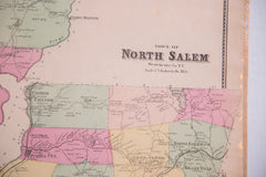 Antique map of two small New York towns North Salem and Somers