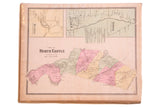 Antique late 19th century Beers map of Armonk, North Castle, NY, pastel-colored.
