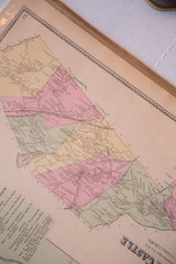 Late 19th century map section revealing Armonk and North Castle, New York, with pastel tints.