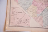 Antique map section of Chappaqua, NY, depicting land divisions, family names, and decorative border.