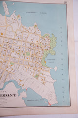Antique Larchmont map with Premium Mill Pond and 1892 copyright detail.