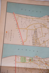 Close-up of the antique map featuring Hastings, Irvington, Hudson River, and building legend.
