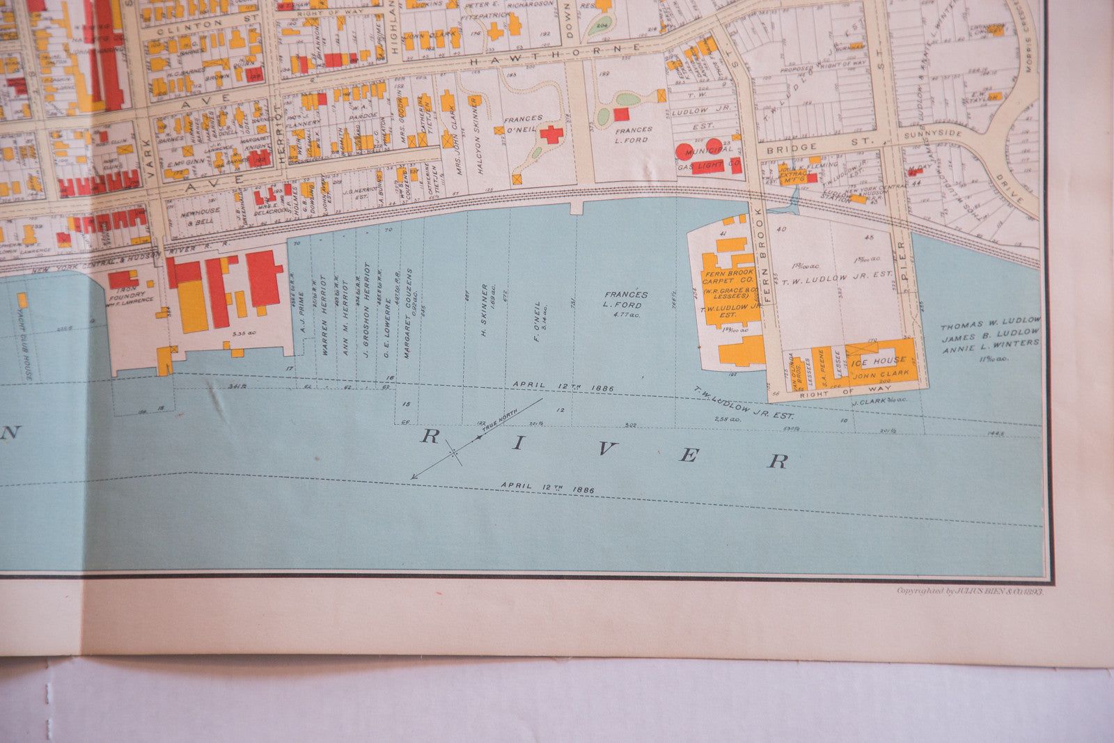 Beautiful antique map of the city of Yonkers NY 