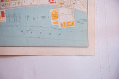 Antique map of riverside city Yonkers NY just south of New York City in Westchester County