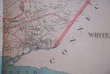 Detail of antique New York map showing White Plains, Fort Chester, and Byram River.