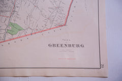 Antique map of Greenburgh NY a small New York state town located in Westchester County alongside the Hudson River near the Tappanzee Bridge and south of NYC
