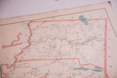 Medium size framable antique map of New York towns Pound Ridge, Lewisboro, and North Salem located south of NYC in Westchester County NY
