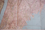 Antique map detailing Lower Westchester County, New York, with prominent fold lines.