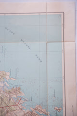 Visible fold marks on the antique map, showing Long Island Sound with light blue water.