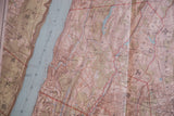 Antique map detail of Lower Westchester, showing Yonkers, Bronxville, and prominent fold marks.