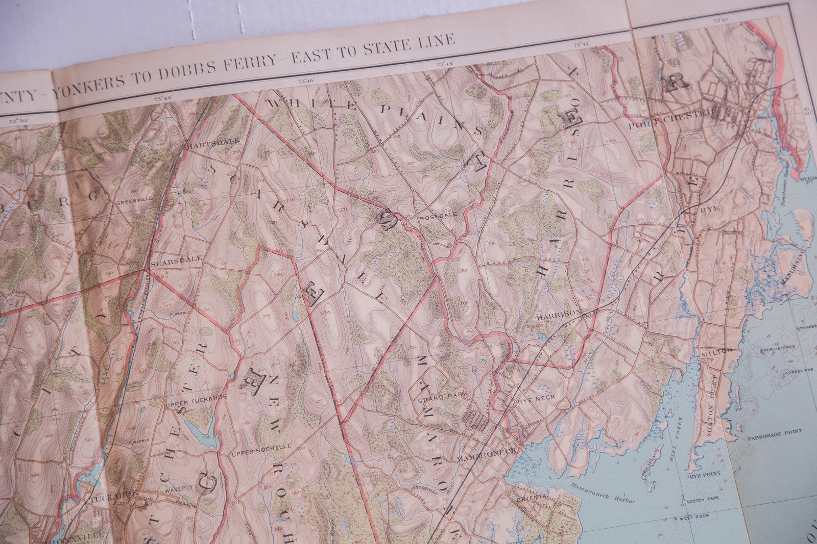 Antique Map of Lower Westchester Yonkers to Dobbs Ferry Item 3365