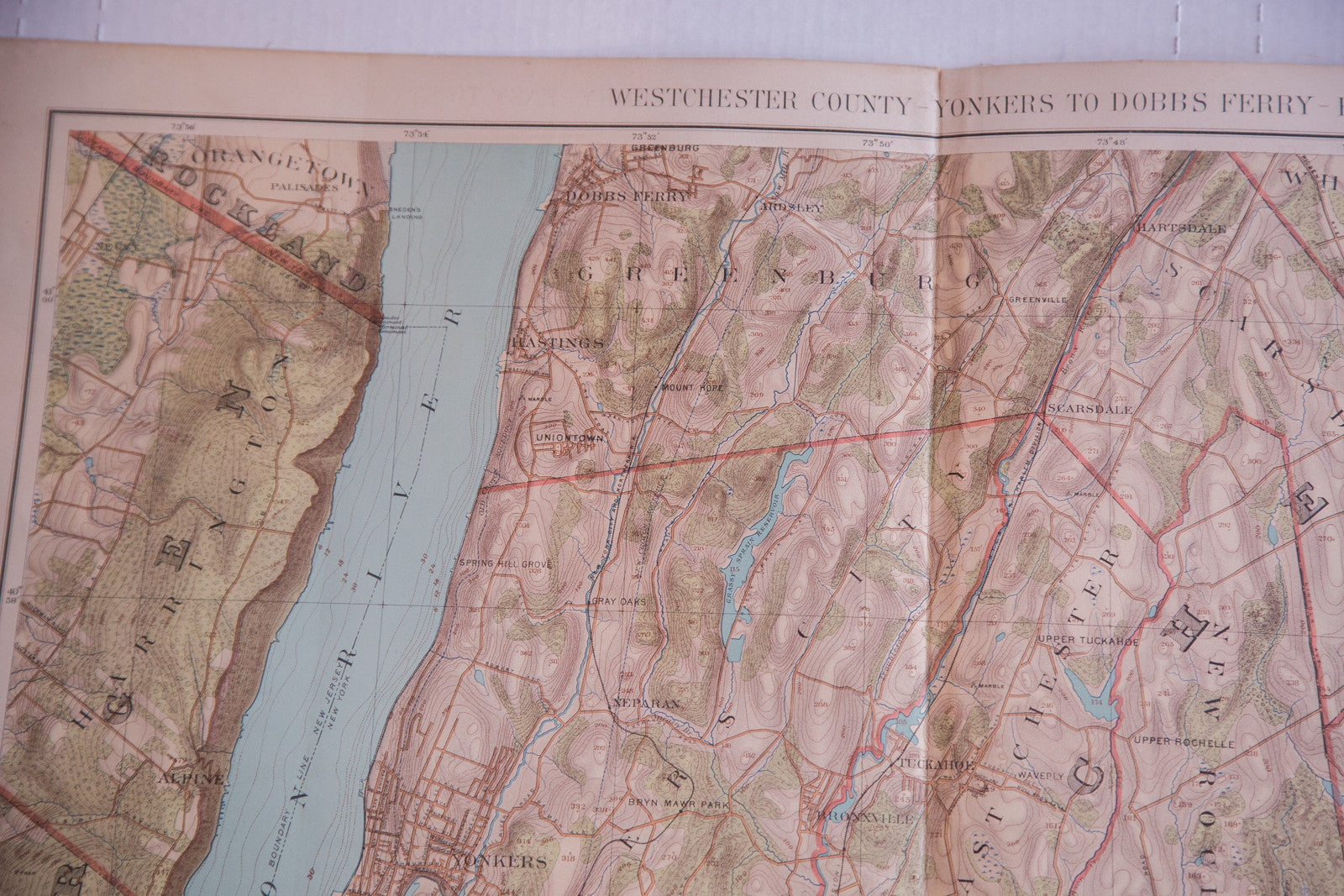 Antique Map of Lower Westchester Yonkers to Dobbs Ferry Item 3365