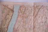 Partial view of the antique late 19th century Westchester map, with topographical details and folds.
