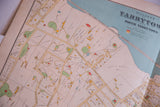 Late 19th century Tarrytown map view with Hudson River, railroad, and village details.