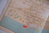 Detailed view of circa 1893 Yonkers map showing beige, red, and green residential blocks.